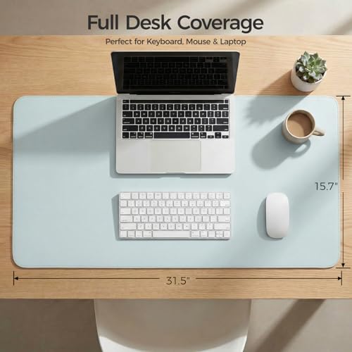 Silicone Desk Mat for Minimal, Creative, Vanity Desk – Reduces Glare, Comfortable Viewing – Writable, Non-Slip, Waterproof, Roll-Up – Food-Grade Platinum-Cured Silicone, Gift Tube（Mist Blue） - color: Mist Blue