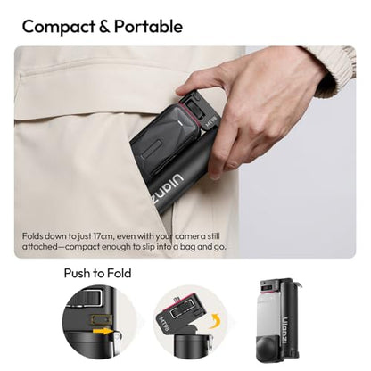 ULANZI MT98 2-in-1 Selfie Stick & Tripod for Action Camera, 1/4'' Mount & Adjustable 180°, 5 Section Extended to 57cm, Load Capacity ≤ 500g, Compatible for Insta360 X5/X4/X3/ONE X2/GO 3s/DJI Osmo 360