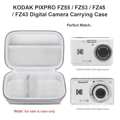 Elonbo Camera Carrying Case for KODAK PIXPRO FZ55 / FZ53 / FZ45 / FZ43 16MP Digital Camera, Vlogging Camera Storage Holder Travel Bag, Mesh Bag Fits Batteries, Cable, Memory Card, Card Reader, Grey - color: Grey