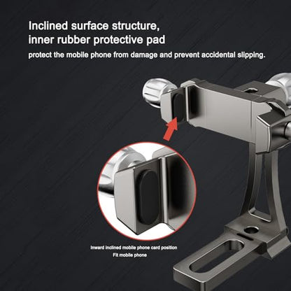 Ultralight Phone Tripod Mount T6061 Aerospace Aluminum 150g 360° Ball Head Auto-Clamp Gravity Sensor Fit 58-88mm Phones for Vlogging/Car/Desktop Filming (YH-BFZ-01C)
