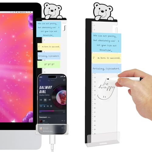 Office Desk Accessories 2pcs Multifunction Computer Monitor Memo Board - Office Supplies for Women Men Computer Sticky Note Holder Home Decor (Bear cub Monitor Memo Board with Clip) - color: Bear Cub Monitor Memo Board With Clip