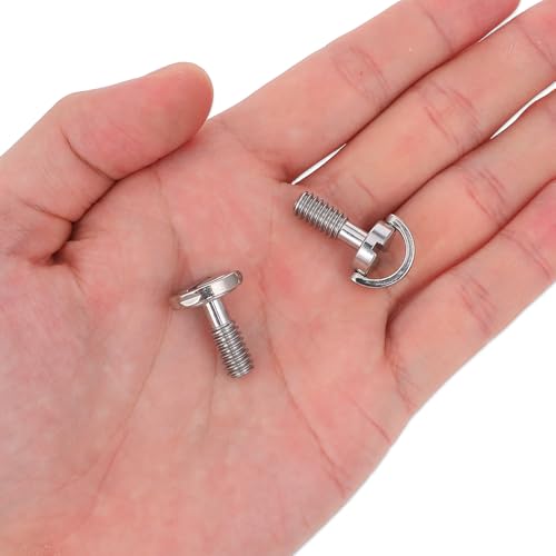 2PCS 1/4-20 Thread D-Ring Stainless Steel Camera Fixing Screws, Tripod Camera Mount Screw for Camera Holder Fixing Screw, Quick Release Plate Mounting and Attachment Screws