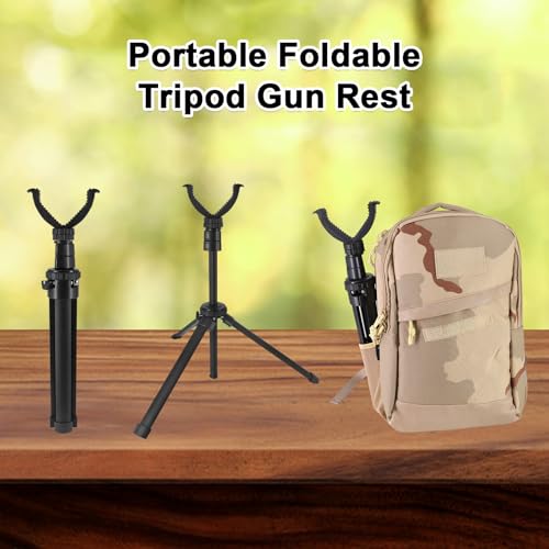 HUNTPAL Portable Shooting Stick Tripod Gun Rest | Portable, Adjustable Height, Compact Aluminum Construction, For Range Table Shooting Target Practice - color: Tripod-690: 18"-52"