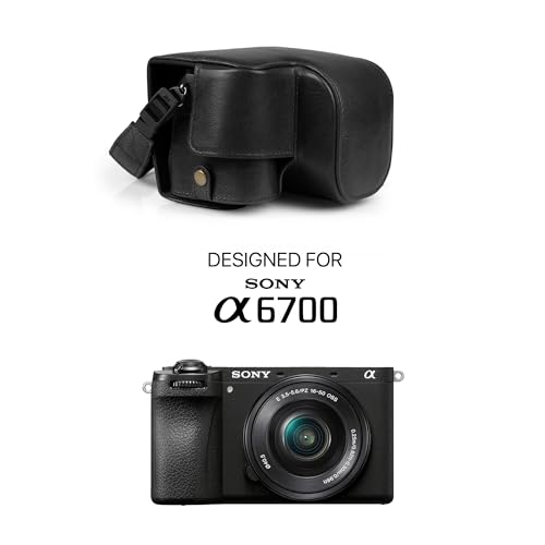 Mega Gear Genuine Leather Camera Case for Sony Alpha a6700 (16-50mm) - Stylish and Protective - Black - color: Black