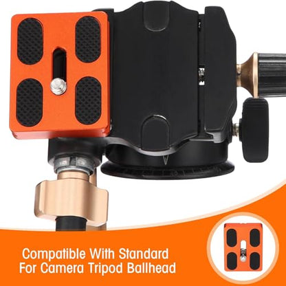Frienda 2 Pieces Metal Quick Release Plate with 1/4''-20 Camera Screw Tripod Mount Plate Fits Standard for DSLR Camera Tripod Ball Head (Pu50,Black and Orange) - color: Black and Orange, style: PU50