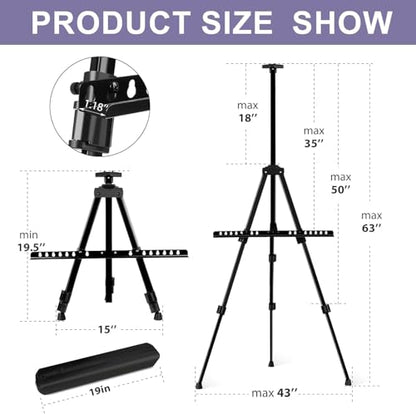 AROIC Art Painting Artist Easel Stand, Painting Display Easel Stand,Portable Adjustable Iron Tripod Display Stand with Bag, Height from 20 to 66 in for Table-Top/Floor Drawing and Displaying(8 Pack) - style: 8P