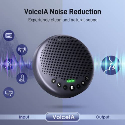 EMEET Conference Speaker and Microphone w/8+1 Mics, 360° Voice Pickup, Noise Reduce, Bluetooth/USB/Dongle Speakerphone for 14 People w/Daisy Chain for 25, Compatible w/Leading Platforms, 2025 Version - size: Luna Plus Kit for 14