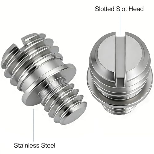 4PCS Stainless Steel 1/4-20 Male to 3/8-16 Male Double Male Thread Adapter Camera Screw Converter with Slotted Head for Tripod Monopod Ball Head Camera Mount - size: 1/4-20 male to 3/8-16 male