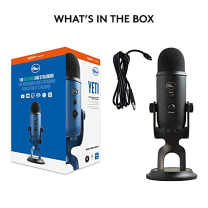 Logitech Creators Blue Yeti USB Microphone for PC, Mac, Gaming, Recording, Streaming, Podcasting, Studio and Computer Condenser Mic with Blue VO!CE effects, 4 Pickup Patterns, Plug and Play - Blackout | Blue Vo!ce Effects, 4 Pickup Patterns, Plug and Play