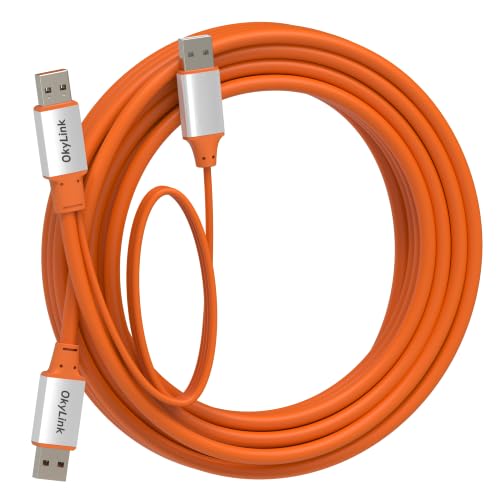 OkyLink Active USB 3.2 Gen 2 A to A Cable Male to Male 10Gbps, 25ft | 8m with External Power, Long Range 10Gbps, Orange Cable, for Home Theater, Office Wiring & Remote Connection - color: USB3.2(10Gbps), size: 25ft (8m)
