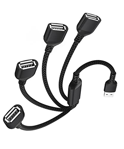 Elebase USB Splitter 1 in 4 Out 3.3FT,USBA Charger Sp-Litter,Multi Port USB Y Cable,USBA Extension Splitter Cord,Multiport Data Charging Split Adapter for PC,TV,MacBook,Laptop,2/3 Out - color: Black, size: 3.3 ft