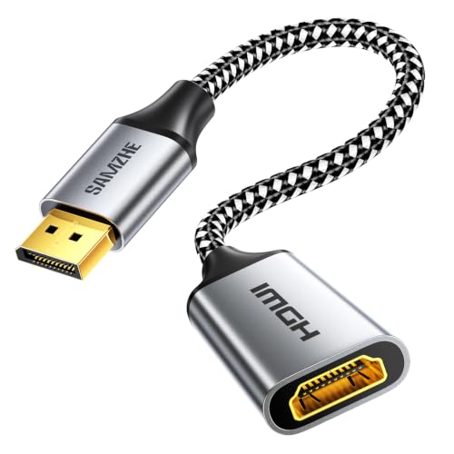 SAMZHE Active Unidirectional 8K DisplayPort 1.4 to HDMI 2.1 Adapter 0.82FT, 8K@60Hz 4K@240Hz High Refresh Alloy Shell Compatible with NVIDIA AMD Desktop Laptop Monitor TV Gaming Office Home Theater