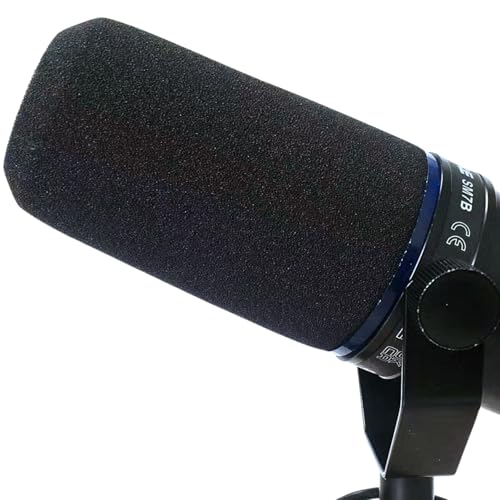 Custom Color Pop Filter for Shure SM7B Microphone Foam Windscreen with Retainer Ring Replacement Mic Cover for Studio Recording Gaming (Black) - color: Black