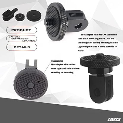 Niewalda Aluminum Camera Tripod Mount Adapter,2pcs ¼-20 Conversion Adapter for Tripod, Suitable for GoPro Hero/Sony/ Insta360 X3/ Sjcam/Action Camera and Other Standard 1/4 inch Accessories - color: black
