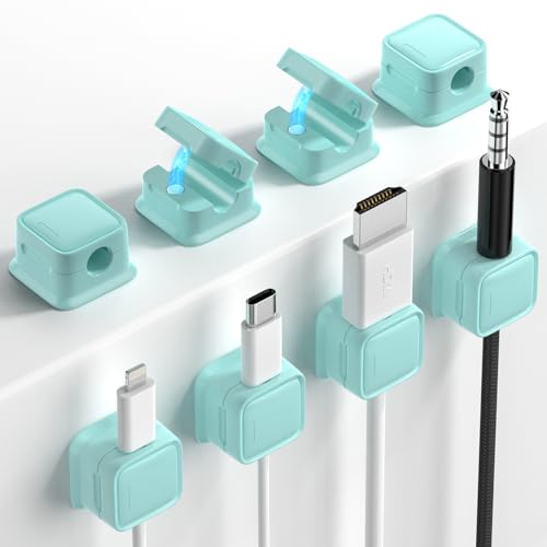 8 Pack Magnetic Cord Organizer, Easy Secure Adhesive Cable Management, Wire Holder Keeper Organizer Management, Hide Or Organize Phone USB Charger Cable for Home,Office,Car,Desk,Nightstand-Blue - color: Blue, size: 8Pack