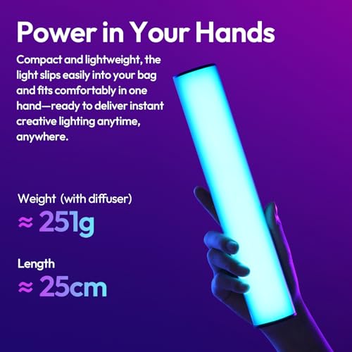 ULANZI B15RGB Magnetic RGB Light Wand - Handheld LED Video Light Stick with Diffuser, 3300mAh 1800-9000K 20 Effect Dimmable Camera Tube Light for Video Recording Studio Photography TikTok YouTube Vlog - size: 1 pcs-Medium