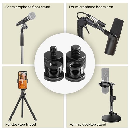 IXTECH Mic Stand Adapter Set 8 pieces Metal Microphone Stand Screw Thread Adapter 5/8 Female to 3/8 Male 3/8 Female to 5/8 Male 5/8 Female to 1/4 Male 1/4 Female to 5/8 Male Tripod Adapter ADP02 Black - color: Black