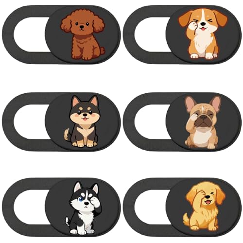 6Pcs 6 Styles Laptop Camera Cover Slide Dog 0.04 Inch Ultra Thin Webcam Cover Cute Privacy Guard Webcam Protector for Desktop Computer Tablet Phone Notebook Mini PC Accessories Office Use