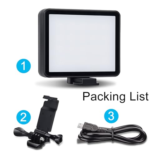 Suptig LED Video Light, Portable Photography Compatible for Gopro Mission 1 Pro, Gopro Hero 13, Hero 12,11,10,9,8,7,6,5,4,3,3+, DJI OSMO, AKASO, Sony DSLR Canon Camera Gopro Vlogging.