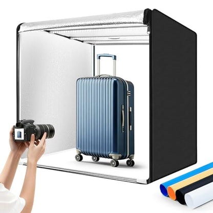 Photo Studio Light Box Photography 32"x32" with 210 LEDs and 4 Colors Backdrops for Product Photography, Foldable Picture Box with Adjustable Brightness 6000-6500K - size: 32 inches with 6000-6500K