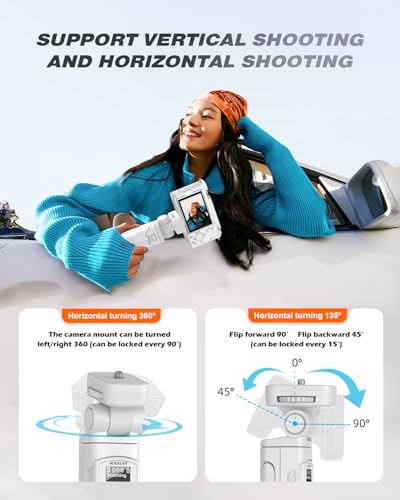 for Sony Tripod with Rechargeable Remote Control - Aodelan Wireless Shooting Grip Mini Tripod with OLED Screen for Vlogging for ZV-E10,ZV-1F,RX100 VII,a6100,a6400,a9 II; Replace Sony GP-VPT2BT(White)