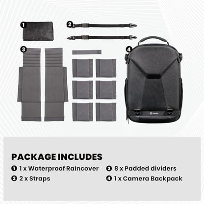 TARION Hardshell Camera Backpack Bag - 3-side Hard Case Professional Camera Bag with 14.5" Laptop Compartment & Waterproof Raincover for photographers Black - TRH - color: Black, size: Large
