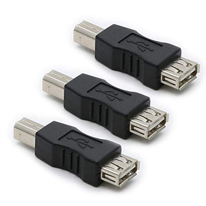 3 Pack USB 2.0 AF/BM Adapter Type A Female to USB B Print Male Adapter Connector Converter Plug