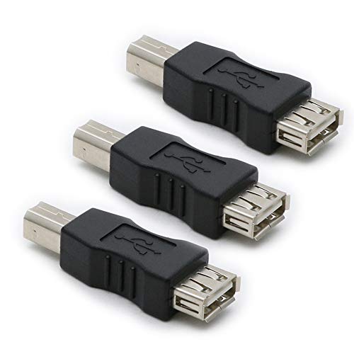 3 Pack USB 2.0 AF/BM Adapter Type A Female to USB B Print Male Adapter Connector Converter Plug