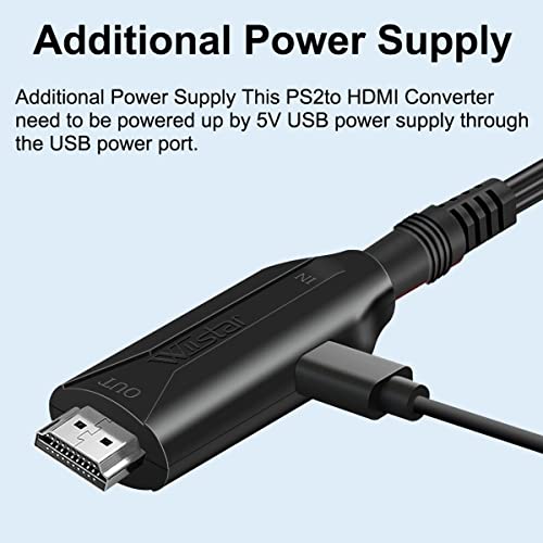 HDMI Cable for PlayStation 2 & 1 Console (PS2 & PS1), PS1/PS2 to HDMI Converter Adapter with True RGB Signal Output for PlayStation 1 Adapter for Sony PS2 Converter