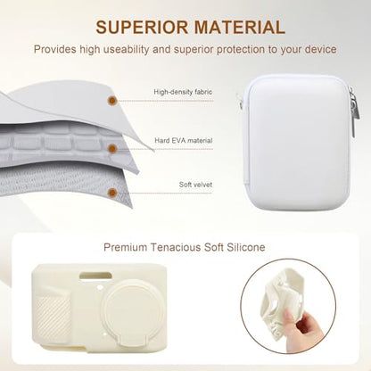 Case for Kodak PIXPRO FZ45 Digital Camera (Hard Case + Soft Silicone Cover) | Kodak PIXPRO FZ45 Digital Camera Hard Carrying Case and Soft Silicone Protective Case with Removable Lens Cover, White - color: White