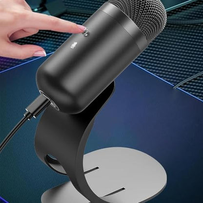 Tangxi USB Microphone with Quick Mute, Desktop Condenser Microphone for Gaming Recording Streaming, 360 Omnidirectional Sound Pickup with Stand