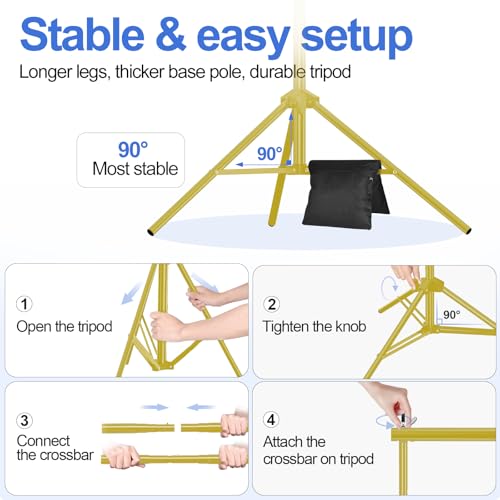 EMART Backdrop Stand 10x8.5ft(WxH) Photo Studio Adjustable Background Stand Support kit with 2 Crossbars, 8 Clamps, 2 Sandbags and Carry Bag for Parties, Events Decoration, Wedding -Titanium Gold - color: Titanium Gold, size: 10x8.5ft