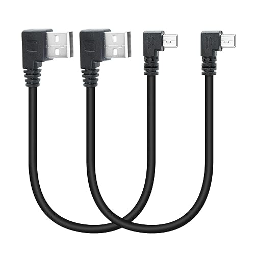 Short Mini USB Charging Cable 9inch, 90 Degree USB 2.0 A Male to Mini USB Left Angle Male Data Sync and Charge Cable, for Dash Cam, DigitalCamera, Hard Drive, MP3 Player, Phone (2Pcs) - style: 2Pcs Mini USB - Left Angle