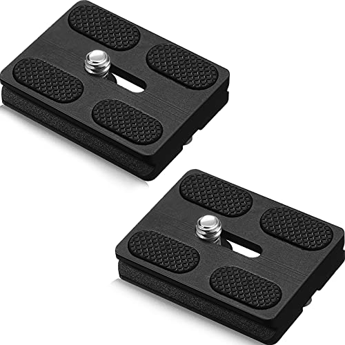 Frienda 2 Pieces Metal Quick Release Plate with 1/4''-20 Camera Screw Tripod Mount Plate Fits Standard for DSLR Camera Tripod Ball Head(Black,Pu50) - color: Black, style: PU50