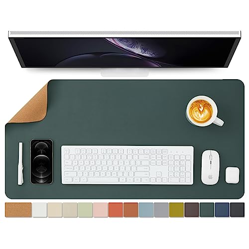 Cork Desk Mat - Dual-Sided Desk Pad for Office and Home - Desk Organization and Accessories - Ideal for Large Mouse Pad and Desk Mats on Top of Desks(Dark Green,80cmx 40cm) - color: Dark Green, size: 31.5" x 15.7"