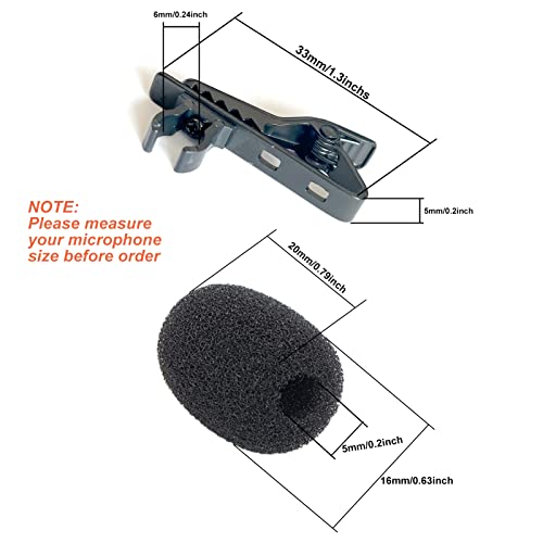 Luwigs 3pcs Lavalier Microphone Metal Tie Clips with 3pcs Lapel Mic Windscreen Foam Covers, Lapel Microphone Replacement Kit, Metal Lapel Mic Clips Sponge Cover Kit (6 Pack, 6mm) | Lapel Microphone Replacement Kit, Metal Lapel Mic Clips Sponge Cover Kit -