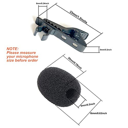 Luwigs 3pcs Lavalier Microphone Metal Tie Clips with 3pcs Lapel Mic Windscreen Foam Covers, Lapel Microphone Replacement Kit, Metal Lapel Mic Clips Sponge Cover Kit (6 Pack, 6mm) | Lapel Microphone Replacement Kit, Metal Lapel Mic Clips Sponge Cover Kit -