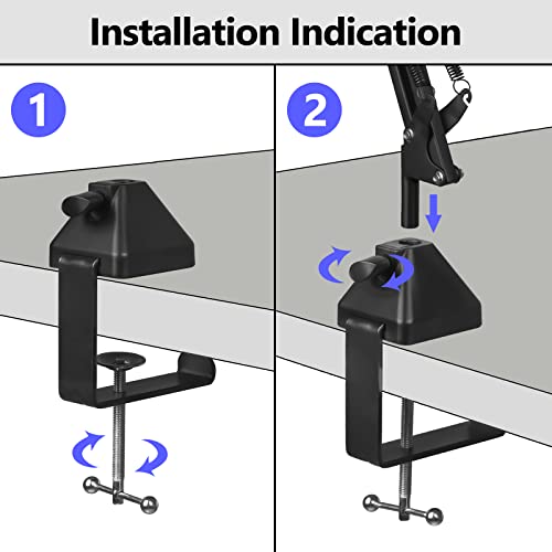 GEEKRIA for Creators Microphone Desk Mount Clamp, Boom Arm Clamps for Adjustable Mic Stand Compatible with TONOR T20, Aokeo AK-35, InnoGear Microphone Arm