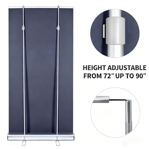 Retractable Backdrop Stand 60"x90" – Premium Plastic Adjustable Banner Frame, Lightweight Foldable Display Stand with Carry Bag for Photography, Trade Shows, Events – 4 Colors (Black / White / Green / Gray) (BLACK) - color: BLACK