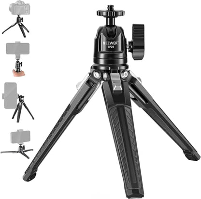 NEEWER Mini Metal Table Tripod with 360° Ball Head, Supports Vertical Recording and Handle, Portable Travel Tripod with 1/4 Inch Screw for Camera Mobile Phone Action Cam, Max. Load 3 kg, TP29 - style: TP29