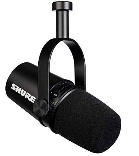 Shure MV7 USB Podcast Microphone for Podcasting, Recording, Live Streaming & Gaming, Built-in Headphone Output, All Metal USB/XLR Dynamic Mic, Voice-Isolating Technology, TeamSpeak Certified - Black - color: Black