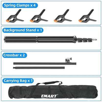 EMART 8.5 x 5ft Portable T-Shape Backdrop Stand Kit with Adjustable Frame, 4 Spring Clamps & Carry Bagfor Parties, Photography, Video, and Studio Background Support - size: 8.5ft x 5ft