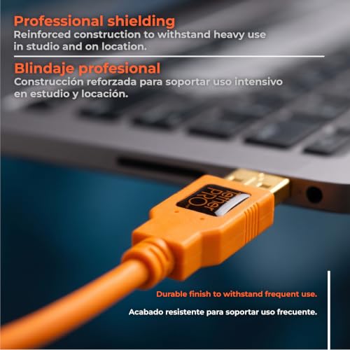 Tether Tools TetherPro USB 2.0 to Mini-B 5-Pin Cable | for Fast Transfer and Connection Between Camera and Computer | High Visibility Orange | 15 Feet (4.6 m) - color: Orange