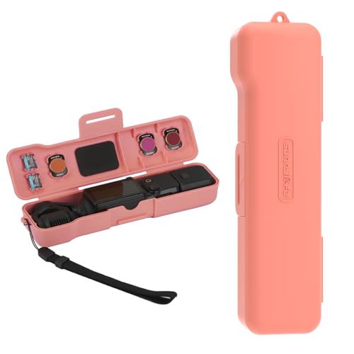 Travel Waterproof Case for Dji Osmo Pocket 3 Creator Combo / Xtra Muse Vlogging Camera Accessories, with 3 Magnetic Cpl/Nd Filter Storage Slots and 2 Storage Card Slots, with Wrist Strap (Pink) - color: Pink