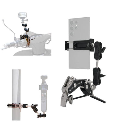 HEIPI Super Clamp Phone Camera Mount Holder 2-in-1 Clamp & Stand Design with 360°Rotation Long Magic Arm with Phone Clip Mount Adapter Holder Max Clamping 3.93 inch - style: Super Clamp with Long Magic Arm & Phone Clip