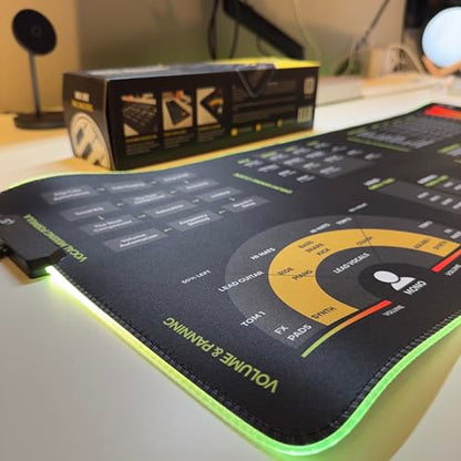 Mixing & Mastering Cheat Sheet Mousepad – 35×25cm (13.8"x9.8") & 80×30cm (31.5"x11.8") – Studio Desk Mat for Music Producers, DJs & Engineers – LED Version Available - size: XXL with LED (800x300mm)