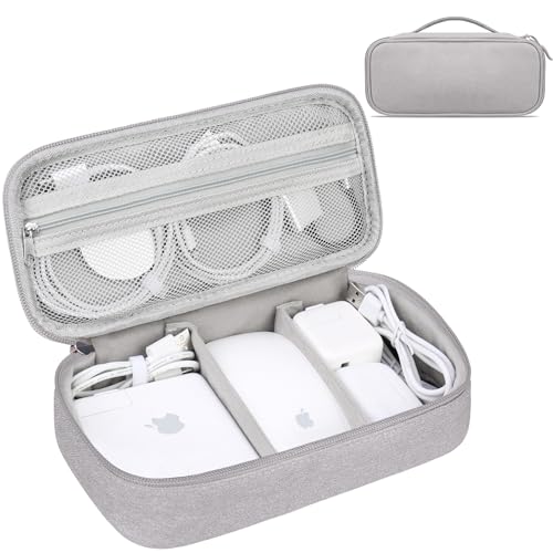 Lacdo Electronic Organizer Travel Cable Organizer Bag Pouch Tech Electronic Accessories Carry Case Portable Double Layers Charger Case for Cable, Cords, Charger, Earphone, Power Bank, Gray - color: Gray