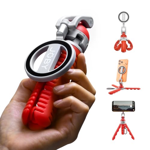 JOBY PodZilla™ SuctionTripod Magnetic Kit,Flexible Magnetic Tripod with Suction Legs, 360° Rotation & Dual-Angle Adjustment, Wrap-Anywhere Mount for iPhone Vlogging, Gym, Car, Outdoor & Travel(red) - color: Red