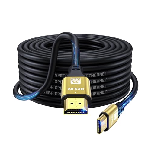 40FT Long HDMI Cable 4K@60Hz, High Speed 4K HDMI Cable with Gold Plated Connectors, Gold Aluminum Housing, for Projector, Home Theater, Classroom, Church, Large Room, AV Cabinet Setup. - size: 40FT