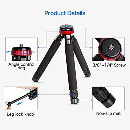Koolehaoda Camera Mini Tripod Table Stand - Compact Aluminum Desktop Tripod | 1/4" & 3/8" Screw Mount, Compatible with DSLR Camera, Monopod, Tripod Head, Gimbal Stabilizer, Lightweight Portable Stand